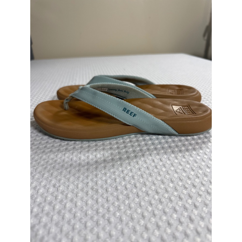 Reef Flip Flops Womens 8 Cushion Melody Blue Tan Casual Sandals EUC